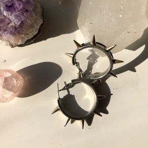 Silver and gold spiked hoop earrings ✨